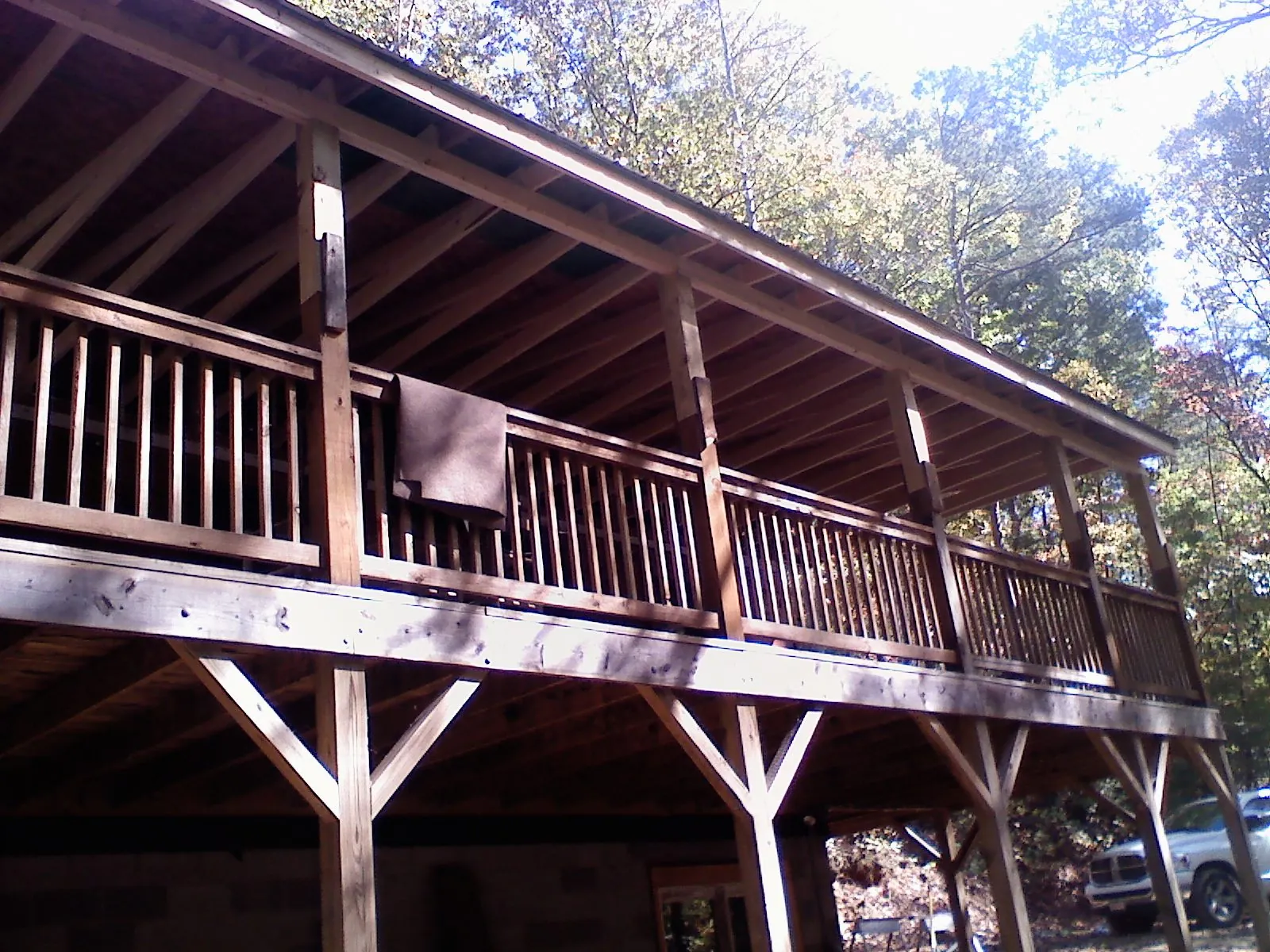Timber framing under a new elevated porch and deck — Roof Leak Repair in New Vienna by Roofing Brothers
